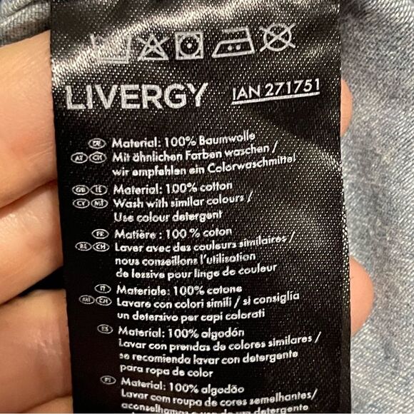 Livergy Men’s Denim Shirt w/ Pearl Snaps Ombré Coloring 100% Cotton Size XL - Picture 8 of 9